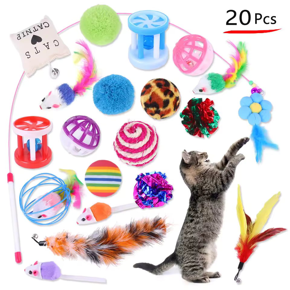 Ultimate Cat Toy Kit – Interactive Catnip Toy + 20 Bonus Toys & Grooming Glove