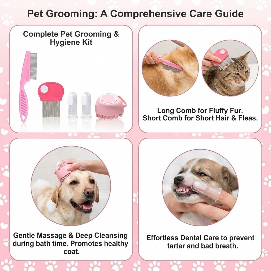 1 Acheté = 7 Offerts!!! Kit de Toilettage Pet